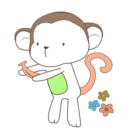 Monkey line drawings, on a white backgroundのイラスト素材