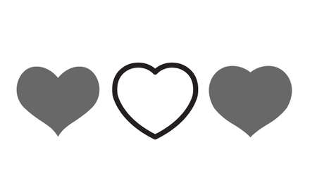 Symbols, icons, vector, heart-shaped, three types, lined, on a white backgroundのイラスト素材