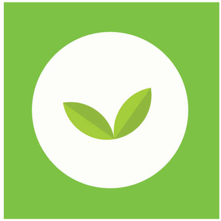 Illustration, vector, leaves in a circle, on a green background
