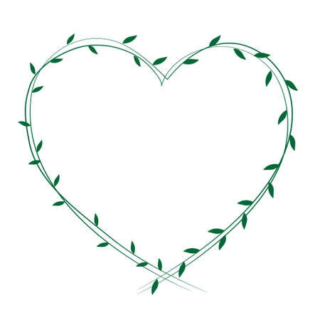 Heart shaped leaf symbol on white backgroundのイラスト素材