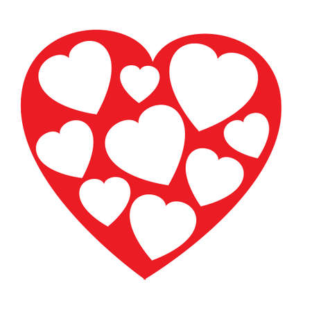 Multiple heart symbols stacked together On a white backgroundのイラスト素材