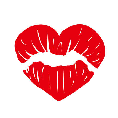 Heart shaped lipstick symbol On a white backgroundのイラスト素材