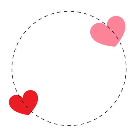 The heart symbol is on the dotted line. On a white backgroundのイラスト素材