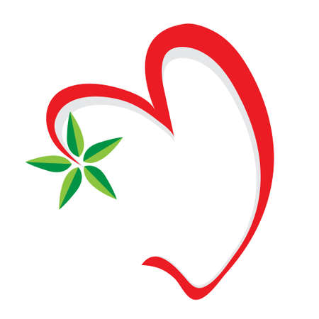 The heart symbol has a leaf inside. On a white backgroundのイラスト素材