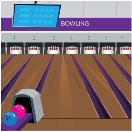 Illustration, vector, bowling location, play gameのイラスト素材