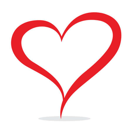 Heart illustration There is a shadow below White backgroundのイラスト素材