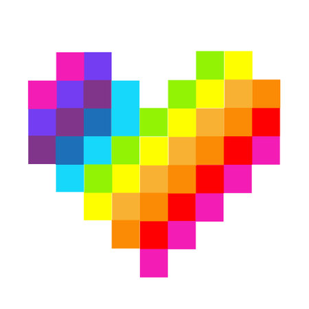 Rainbow heart symbol Square rail to each other On a white backgroundのイラスト素材