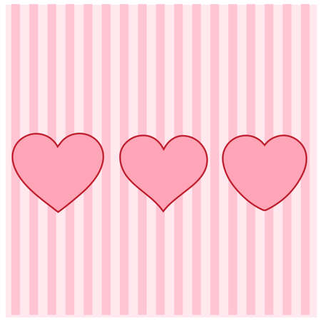 three hearts icon On a pink striped backgroundのイラスト素材