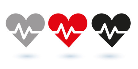 Collection of vector heart wave inside on white background, vectorのイラスト素材