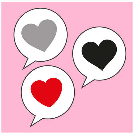 A collection of three hearts of different sizes on a white background.のイラスト素材