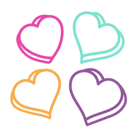 Collection of vector shapes of hearts in many different styles on a white background.のイラスト素材