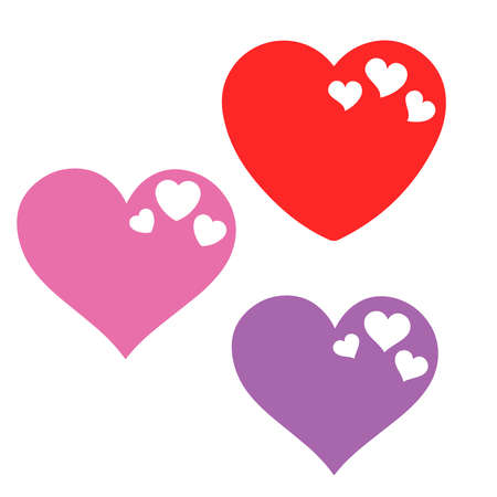 Collection of vector shapes of hearts in many different styles on a white background.のイラスト素材