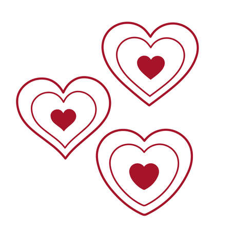 Vector collection of overlapping heart shaped lines. on a white backgroundのイラスト素材