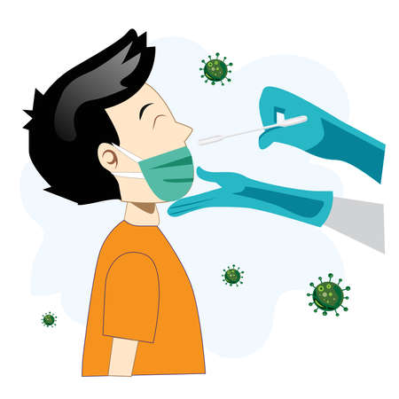 llustration of testing for covid-19 virus from the nose
on a blue backgroundのイラスト素材