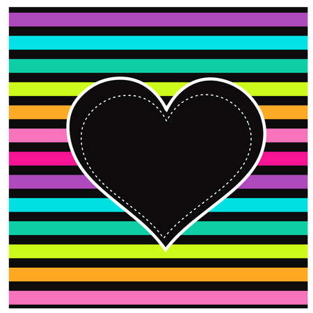 illustration, black heart icon on a rainbow backgroundのイラスト素材