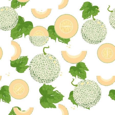 A seamless pattern of Melon. vector illustration.のイラスト素材