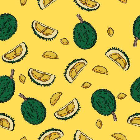 A seamless pattern of Durian. vector illustration.のイラスト素材