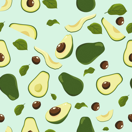A seamless pattern of Avocado. vector illustration.のイラスト素材