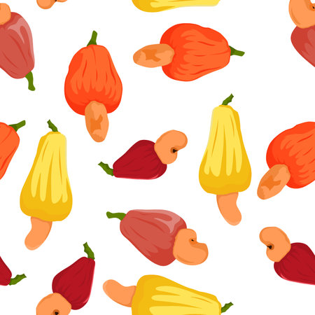A seamless pattern of Cashew nut. vector illustration.のイラスト素材