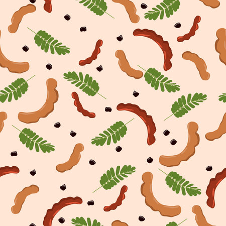 A seamless pattern of Tamarind. vector illustration.のイラスト素材