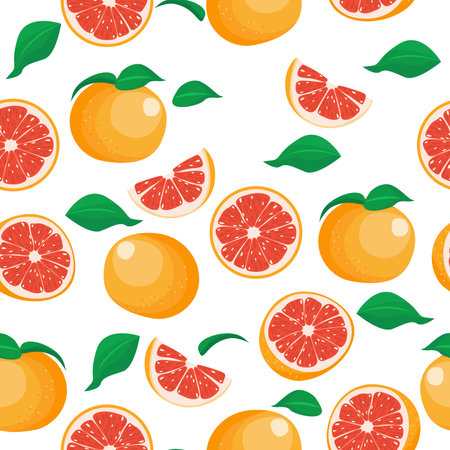 grapefruit seamless pattern, grapefruit vector background.のイラスト素材