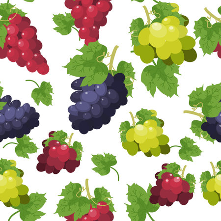 Grape seamless pattern, colorful grape vector background.のイラスト素材