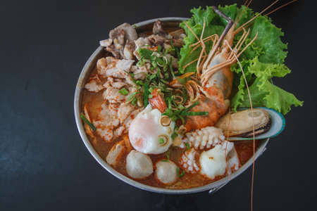 Total seafood soup - Tom Yum Goong,Thai style food,selective focusの写真素材