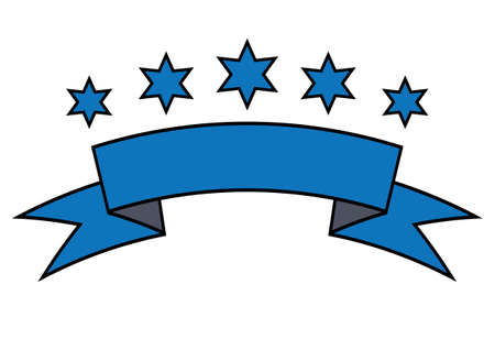 ribbon baner with star icon on white backgroundのイラスト素材