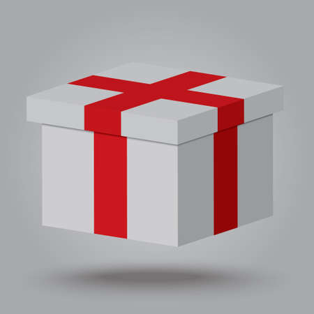 Vector realistic gift box,gift on gray backgroundのイラスト素材