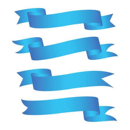 set of blue banner,blue  Web Ribbons With Gradient Mesh on white background,Vector illustration. Place for your text. Ribbons for business and design. Design elementsのイラスト素材