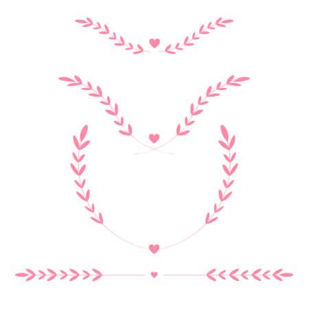 set of pink heart  icon, flat design isolated on white background,hhert icon  for business and design. Design elementsのイラスト素材