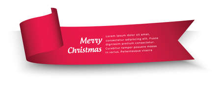 red Christmas banner,red  Web Ribbons With Gradient Mesh on white background,Vector illustration. Place for your text. Ribbons for business and design. Design elementsのイラスト素材