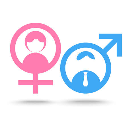 Gender symbol icons, flat icon design, Vector isolated man sex symbol and woman gender signのイラスト素材