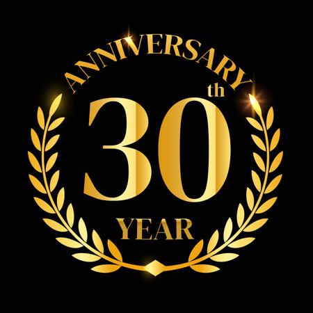30th golden anniversary logo,with Laurel Wreath ,Vector Illustrationのイラスト素材