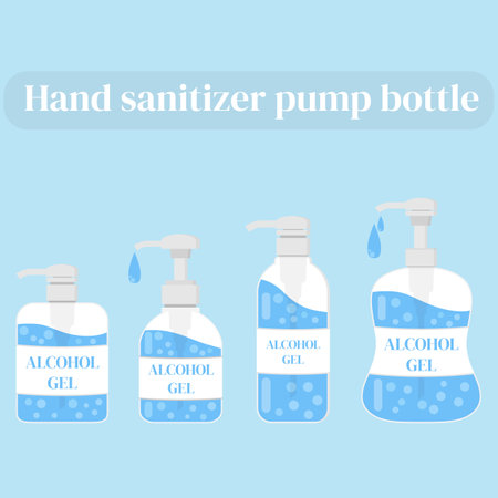 set of Hand sanitizer pump bottle vector,Hand wash gel symbol.のイラスト素材
