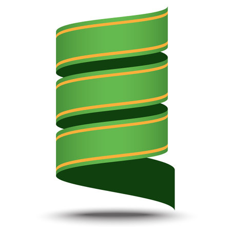 green ribbon and shield,Vector illustration. Place for your text. bow for business and design. Design elementsのイラスト素材