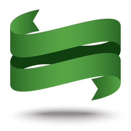 green ribbon and shield,Vector illustration. Place for your text. bow for business and design. Design elementsのイラスト素材