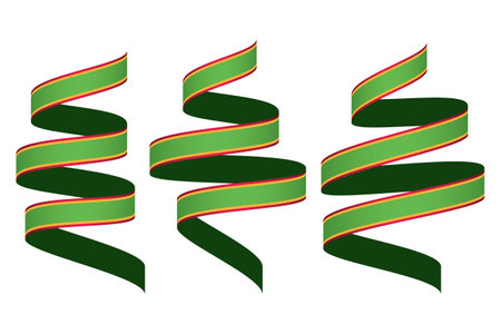 set of green ribbon ,Vector illustration. Place for your text. bow for business and design. Design elementsのイラスト素材