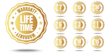 Set of premium quality golden badges, labels and design elements. Vector illustrationのイラスト素材