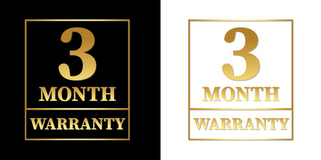 3 month warranty logo with golden shield and golden ribbon.Vector illustration.のイラスト素材