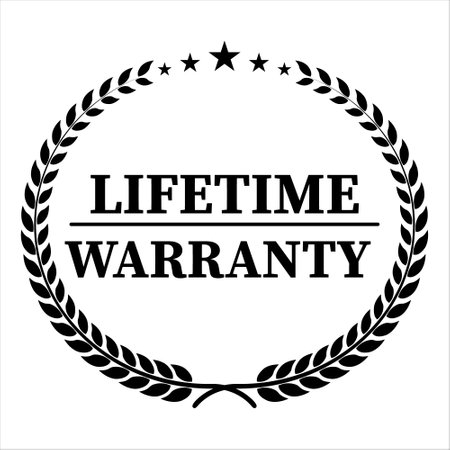 lifetime warranty logo in black and white style and star.Vector illustration.のイラスト素材