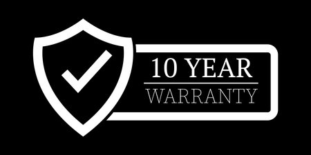10 year warranty stamp on white background,flat style,Sign, label, sticker.Vector illustration.のイラスト素材