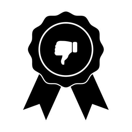 award seal stamp with thumb down icon over white background vector illustrationのイラスト素材