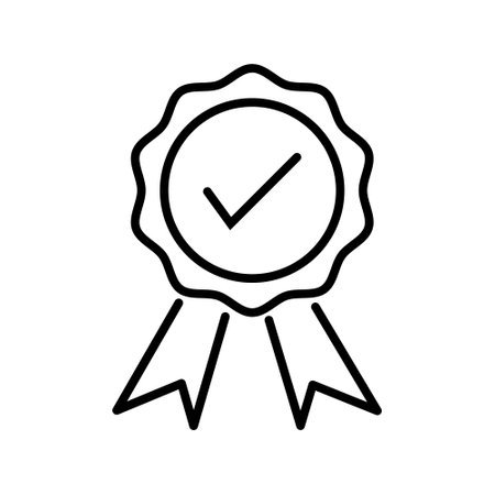 Approved medal icon, concept illustration, outline symbol, vector sign, linear symbol.のイラスト素材