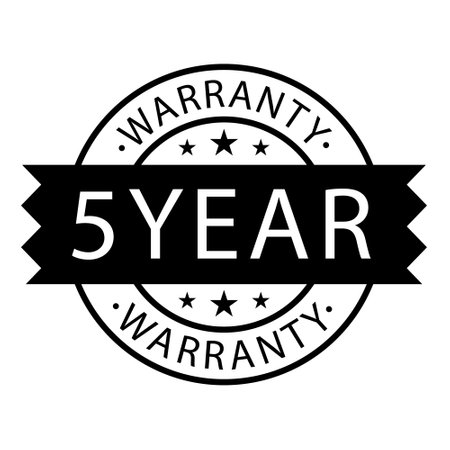 5 year warranty stamp on white background,flat style,Sign, label, sticker.Vector illustration.のイラスト素材