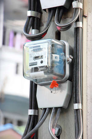 Home electric meter box on pole