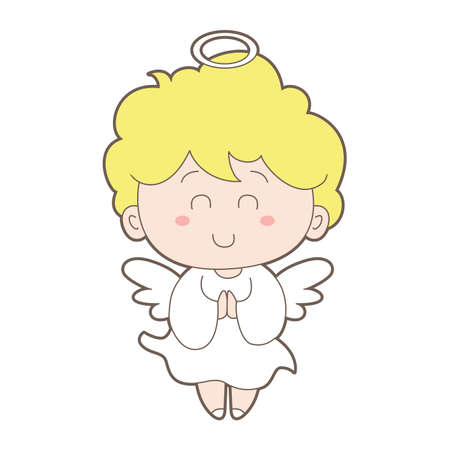 Cute Angel holding hands togerther.のイラスト素材