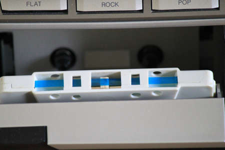 A cassette loaded into a Hi-fi and ready to playの写真素材