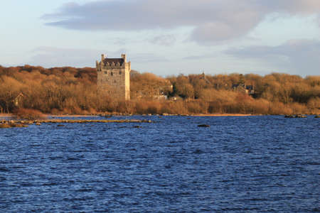 Annaghdown Castle on the shore of Lough Corrib, County Galway, Ireland.の写真素材