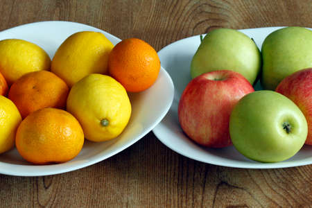A display of fruits on a tabletopの写真素材